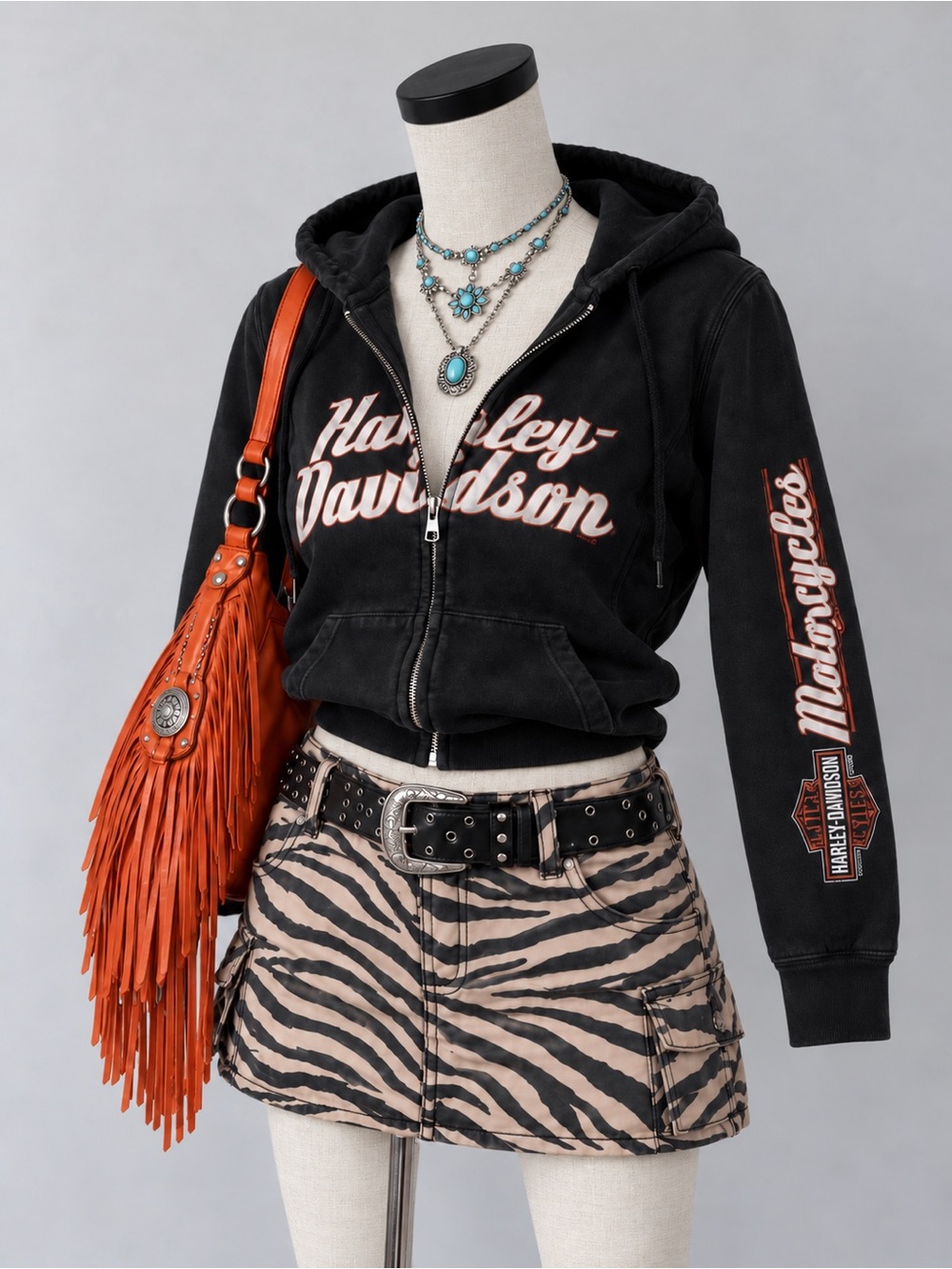 Harley-Davidson Kids Black Hoodie with White and Orange Logo